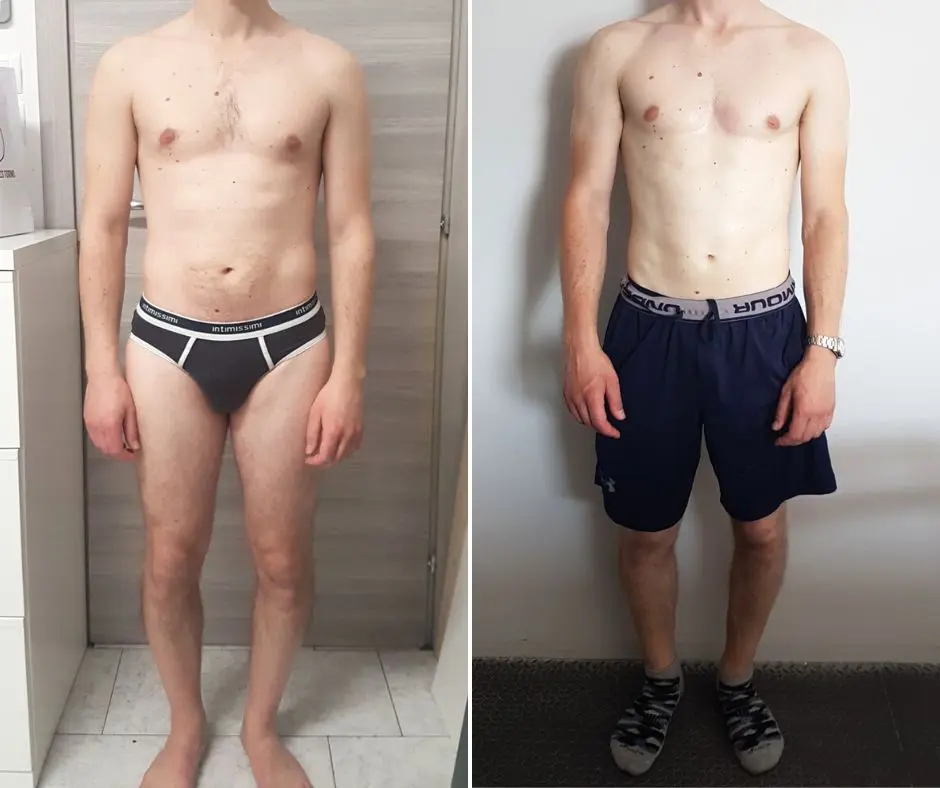 Trasformazione di Alberto: −3 kg in 4 mesi, foto prima e dopo