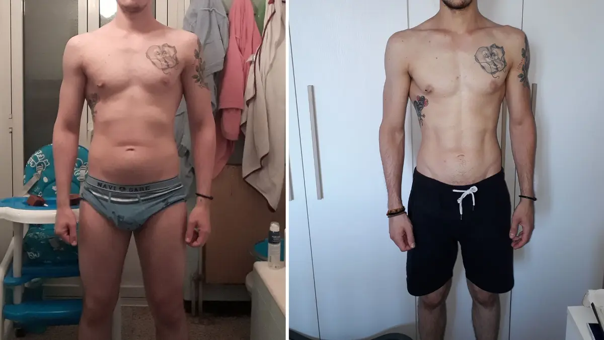 Trasformazione di Jacopo: −3,2 kg in 4 mesi, foto prima e dopo